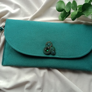 Szmaragdowa torebka kopertówka wesele zielona butelkowa boho