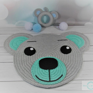 Sznurkowy dywan miś 70 cm głowa + 17 cm uszy