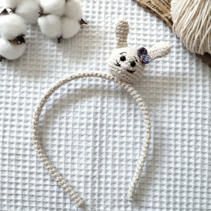 szydełkowa opaska do włosów zajączek, króliczek