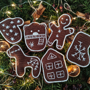 Szydełkowe pierniczki - zestaw choinkowy