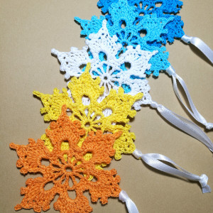 Szydełkowe śnieżynki x 5, dekoracje na choinkę