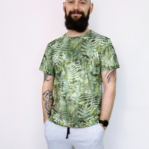 T-shirt męski zielona liście