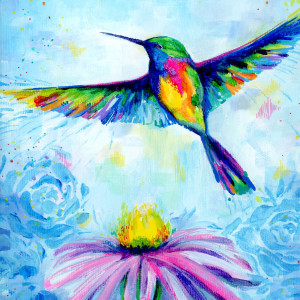 Tęczowy koliber Obraz na płótnie