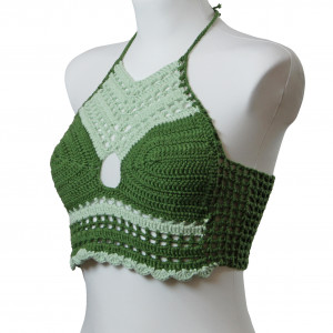 Top / bralet na szydełku na lato z bawelny rozmiar M/L zielony