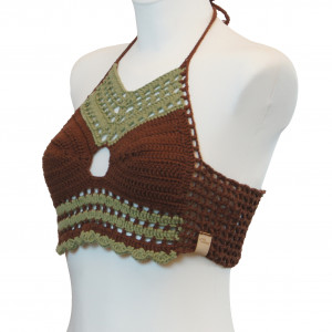 Top / bralet na szydełku na lato z bawelny rozmiar M leśny