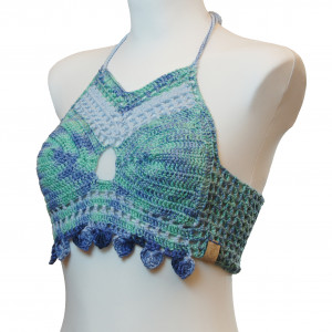 Top / bralet na szydełku na lato z bawelny rozmiar M turkus