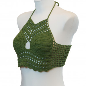 Top / bralet na szydełku na lato z bawelny rozmiar M zielony