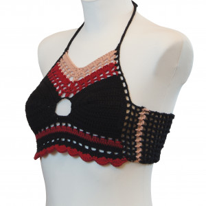 Top / bralet na szydełku na lato z bawelny rozmiar S czarny