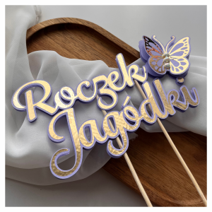 Topper na roczek lub urodzinki z motylkiem