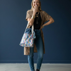 Torba granatowa handmade unikatowa torba  z mocowaniami do wózka