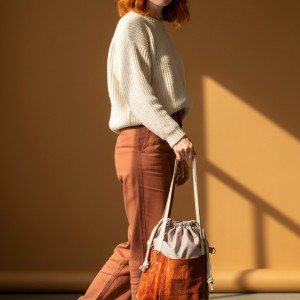 Torba shopper z kominem unikatowa torba handmade w stylu no waste