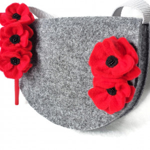 Torebeczka  z opaską maczki , czerwone maki, personalizacja