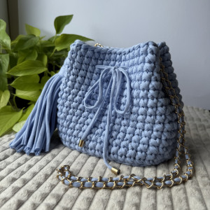Torebka błękitna handmade szydełkowa