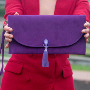Torebka kopertówka fioletowa przyjęcie wizytowa