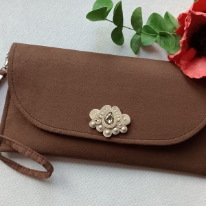 Torebka kopertówka soutache sutasz camel beż