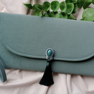 Torebka kopertówka wesele khaki zielona chwost oliwkowa szałwiowa