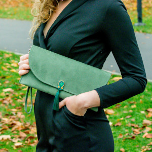 Torebka kopertówka wesele zielona oliwkowa boho