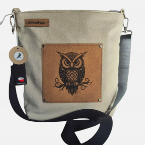 Torebka listonoszka vintage z sową eko  wegańska