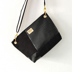 Torebka R U T H Black&Black- nubuk i ekoskóra kaletnicza