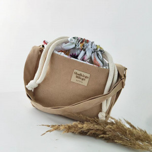 Torebka SOFIA Spring Meadow-mała beżowa torebka z kominem z nubuku