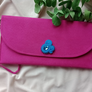 Torebka soutache sutasz kobalt fuksja kopertówka