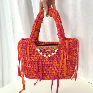 Torebka Sunset Muse z perłami seashell i koralikami handmade