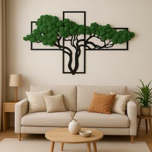 Tryptyk 60x100 drzewo mech chrobotek dekoracja obraz ażur