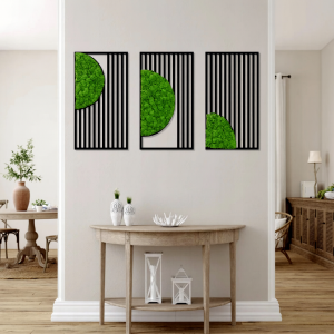 Tryptyk abstrakcja mech chrobotek dekoracja żywy obraz