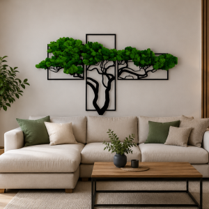 Tryptyk bonsai mech chrobotek dekoracja dla domu ażur ażurowy obraz