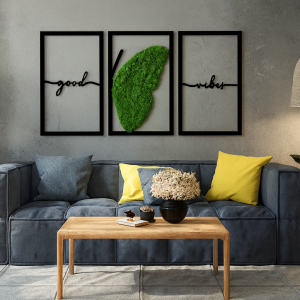 Tryptyk Good Vibes mech chrobotek motyl dekoracja żywy obraz