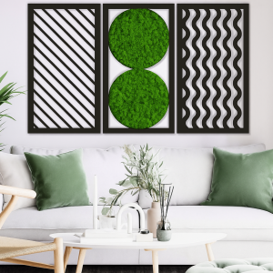 Tryptyk koła mech chrobotek klon dekoracja żywy obraz