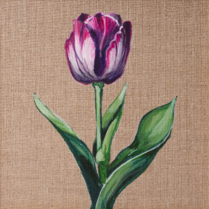 Tulipan malowany farbami akrylowymi na płótnie