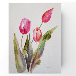 Tulipany-akwarela formatu 32/24 cm.