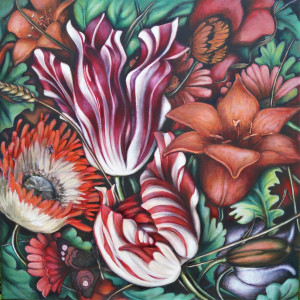 "Tulipany" obraz na płotnie 100x100 cm
