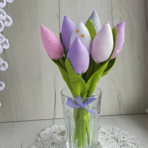 Tulipany z bawełny bukiet Dzień Matki ozdoba