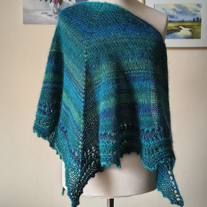 Turkus w szmaragdzie - miła, stylowa chusta z jedwabiem i merino