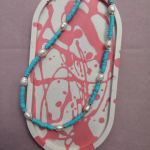 Turkusowy naszyjnik z perłami