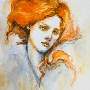 "Tycjanowe marzenie" akwarela artystki Adriany Laube - portret