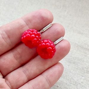 Unikalne Letnie Kolczyki: Handmade Realistyczne Maliny