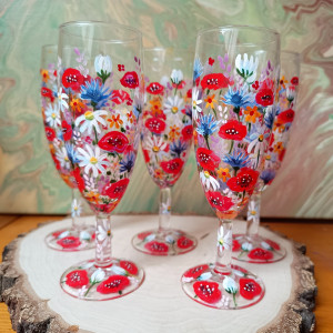 Unikalny kieliszek do szampana i soku 170 ml. kwiaty łąkowe