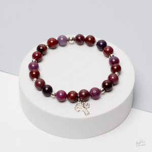 Unikatowa Bransoletka z Kamieni  Sugilit z dodatkami srebra 925