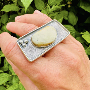 Unikatowy pierścionek srebro 925 bursztyn bałtycki