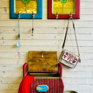 Unikatowy zestaw odnawianych mebli w stylu boho, półka GRATIS