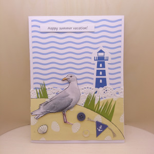 Uniwersalna  wakacyjna kartka z mewą #2