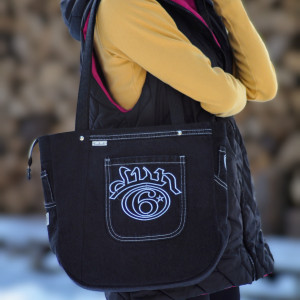 upcyklingowa miejska jeansowa torba damska na ramię