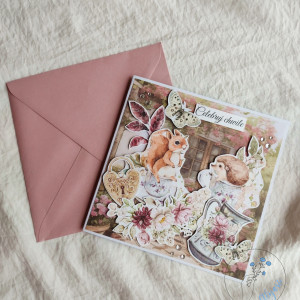 urocza kartka okolicznościowa urodzinowa zwierzątka herbata kwiaty