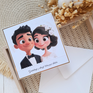 Urocza kartka ślubna z młodą parą | Gratulacje z okazji Waszego Ślubu