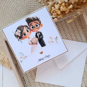 Urocza kartka ślubna z parą młodą | Młodej Parze
