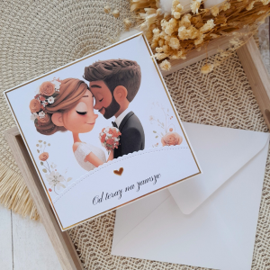 Urocza kartka ślubna z parą młodą | Od teraz na zawsze