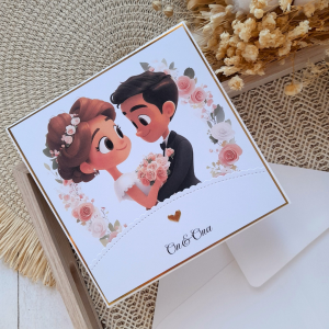 Urocza kartka ślubna z parą młodą | On & Ona